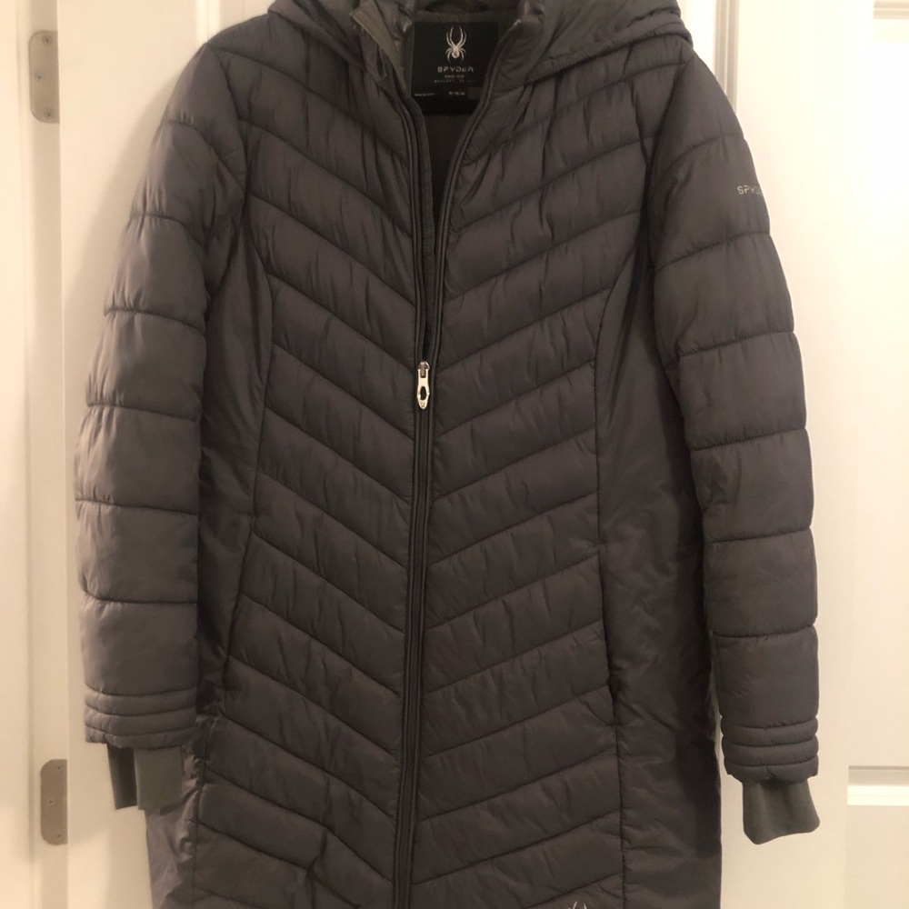 Spyder Gray Quilted Puffer Coat with Hood